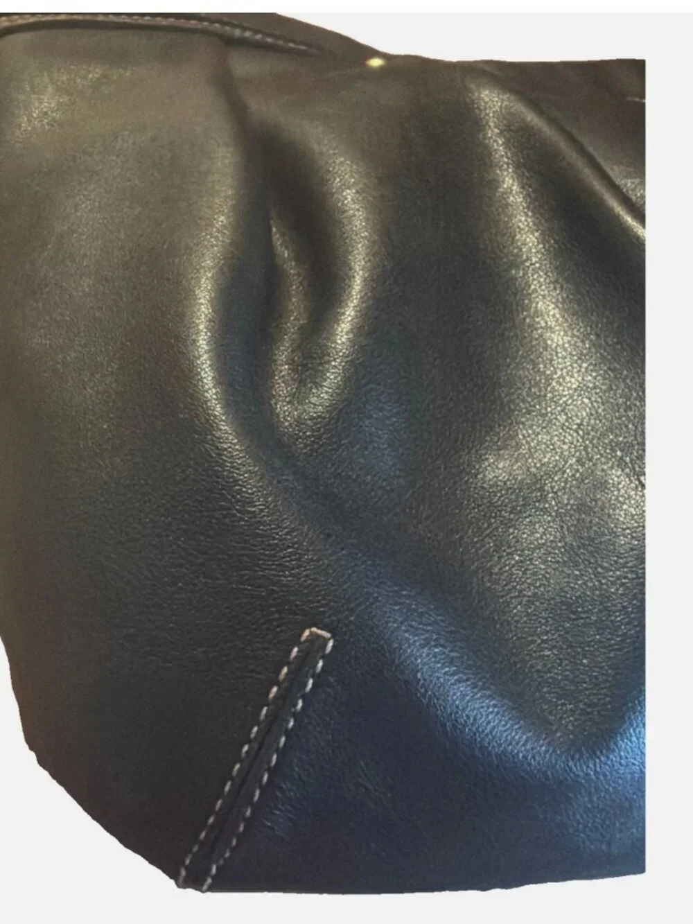 Vintage Coach Hampton Shoulder Bag Pleated Leather Black 8B15 Zipper Gold Charm